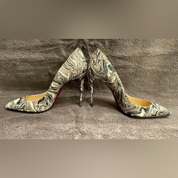 Christian Louboutin Worn Twice Patent Marble Swirl Pigalle Follies 100 Size 39 - Picture 10 of 14